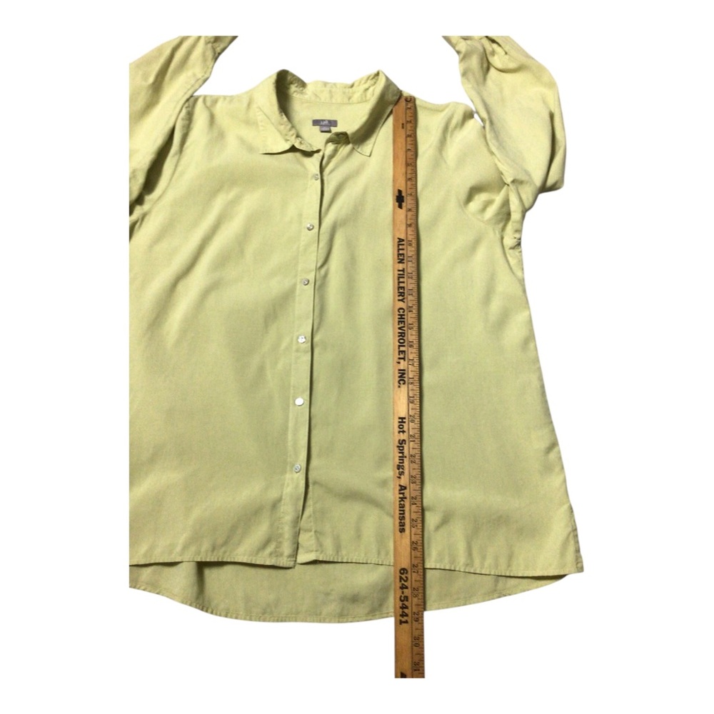 J. Jill Lime Yellow Green Button-Up Tunic Shirt 100% Silk Lagenlook - Picture 6 of 10